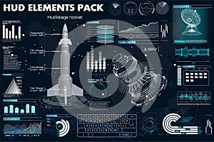 Space launch rockets in HUD style